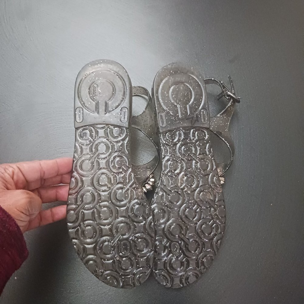 Coach smoke clear thong sandals size 8